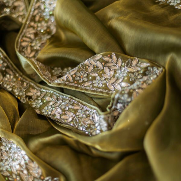 Elegant Green Jimmy Choo with Intricate Embroidery Saree