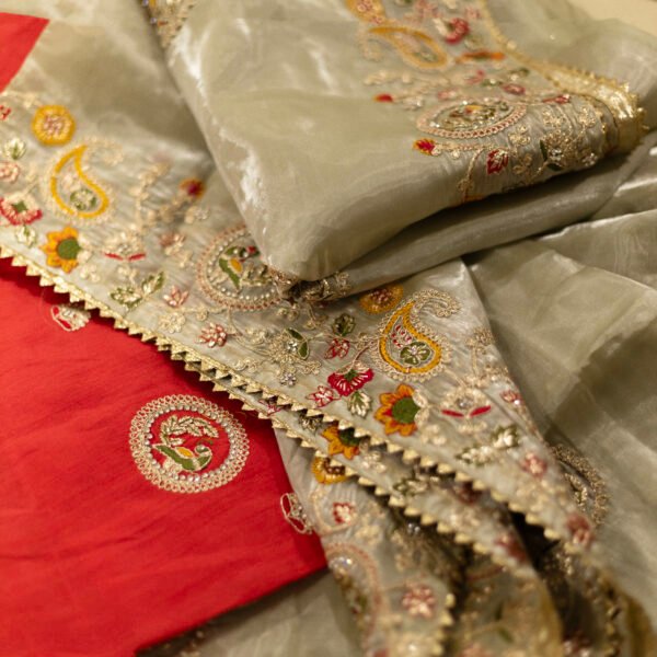 Opulent Silk Saree with Multicolor Embroidery